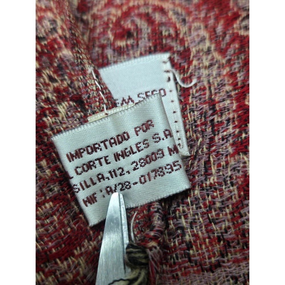 Vintage Rohtexx 100% Wool Red Paisley Pashmina Shawl El Corte Ingles Extra Large - Picture 11 of 11